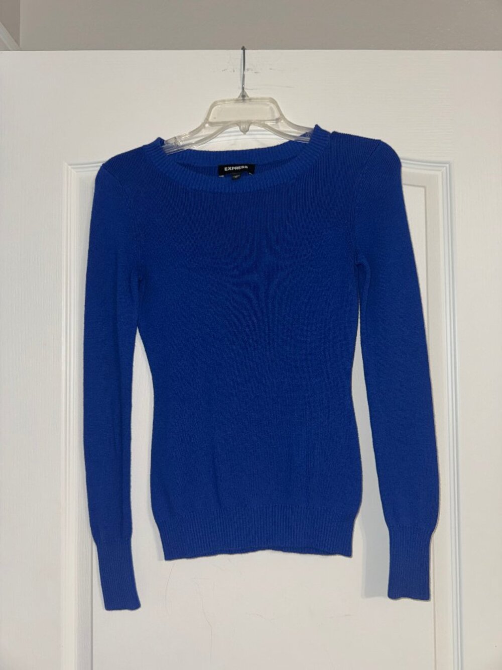Express Royal Blue Fitted Crewneck Pullover Sweater Size Small